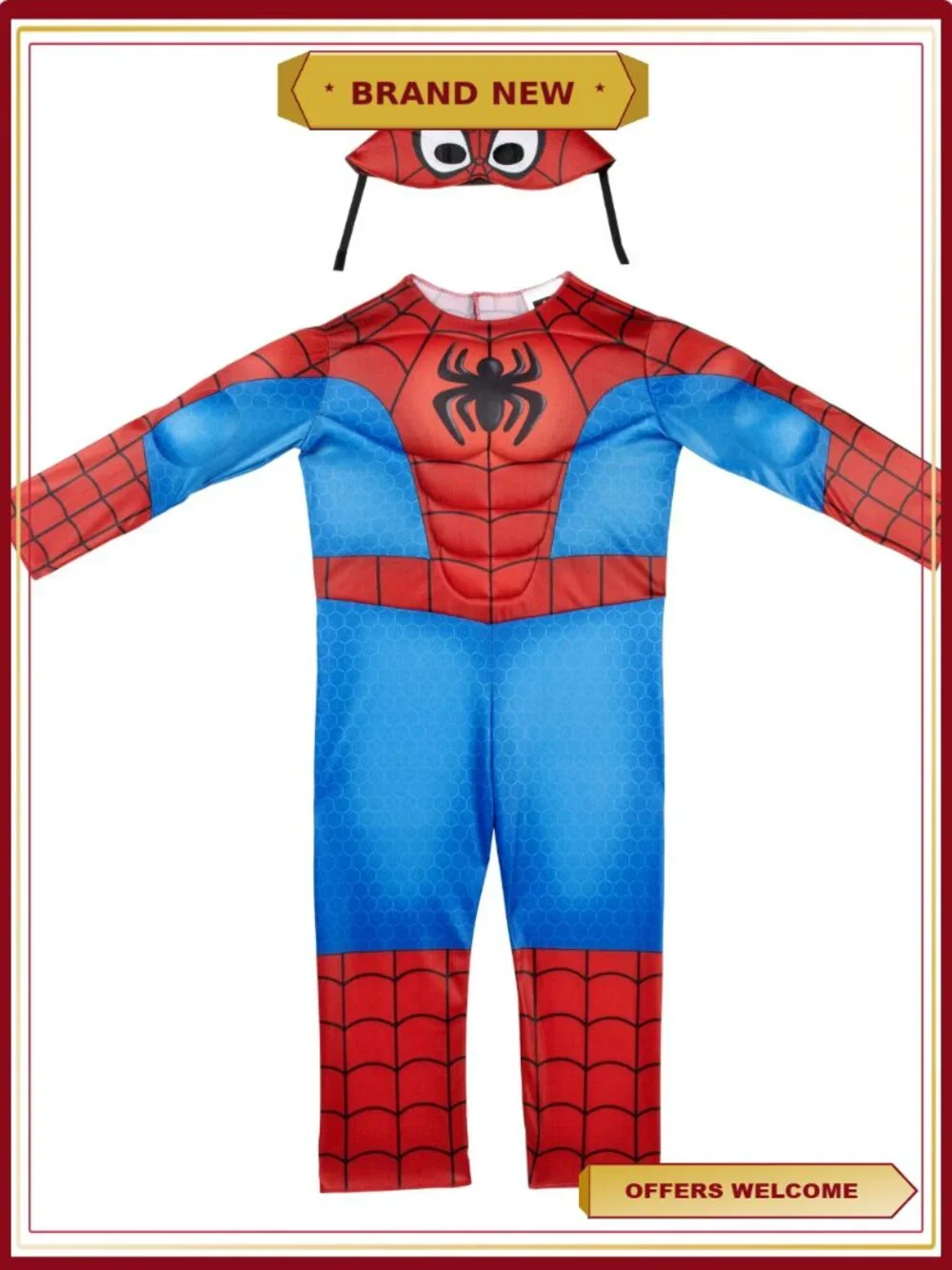 Toddler Halloween Costume Spiderman Jumpsuit with Mask Size 2T
